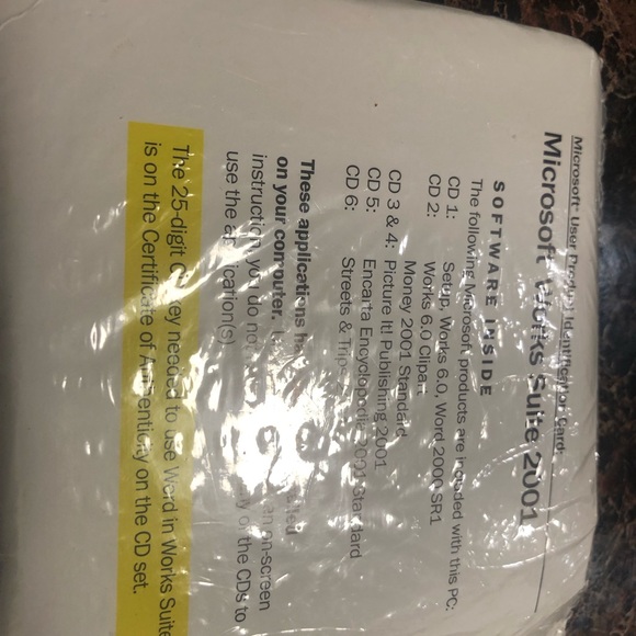 MICROSOFT WORKS SUITE 2001 SEALED WORD 2000 MONEY 2001 ENCARTA 6.0 w KEY - Picture 8 of 12